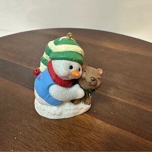 Hallmark 2002 Snowman & Bear Hug Ornament – Winter Keepsake Collectible